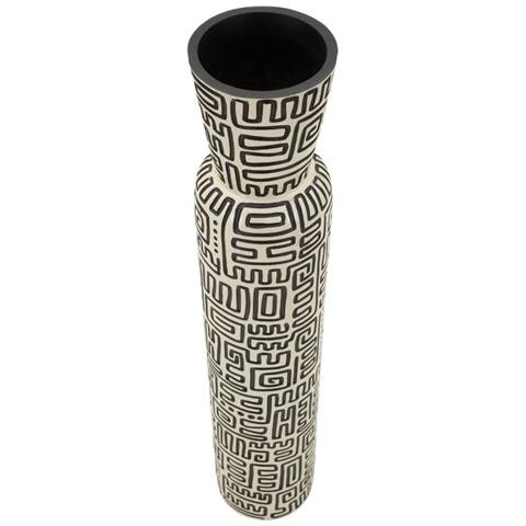 Vaso Nairobi Da Pavimento In Resina Bianca E Nera - Foto 2