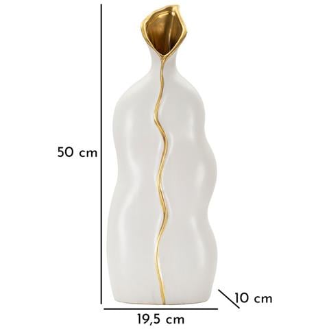 Vaso Uma Alto In Ceramica Bianca Con Dettagli Oro - Foto 6