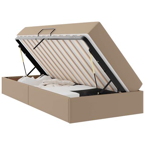 Letto con contenitore e materasso 2 pcs Cappuccino Pelle - Foto 1