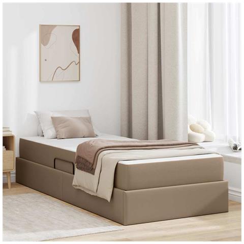 Letto con contenitore e materasso 2 pcs Cappuccino Pelle - Foto 2