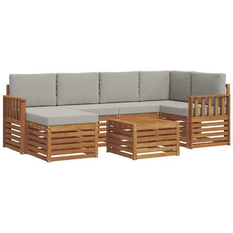 Set divani con cuscino 7 pcs Grigio Naturale e Chiaro - Foto 1