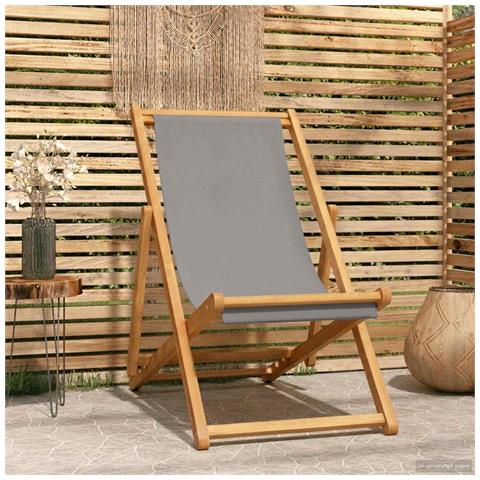 Sedia da spiaggia Grigio Chiaro Legno di teak solido - Foto 2