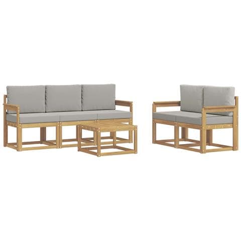 Set di divani da esterno 6 pcs Bianco e Grigio Chiaro - Foto 1
