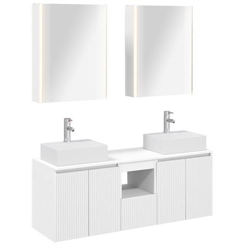 Set di Armadi da Bagno 5 pcs Bianco Legno ingegnerizzato - Foto 1