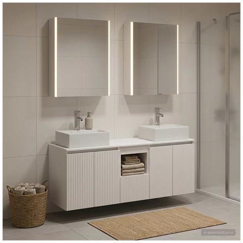 Set di Armadi da Bagno 5 pcs Bianco Legno ingegnerizzato - Foto 2