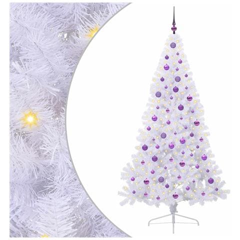 Albero di Natale artificiale Bianco 210 cm PVC e Acciaio - Foto 1