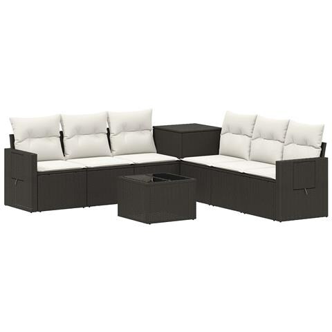 Set di divani 8 pz Nero e Bianco Crema - Foto 1