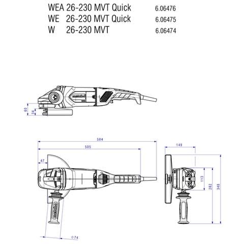 Smerigliatrice Angolare WE 26-230 MVT QUICK (606475000) Potenza 2600 Watt - Foto 6