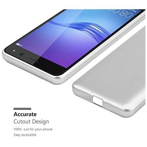 Custodia Compatibile Con Huawei Y6 2017 In Argento Metallico - Coperchio Protettivo In Silicone Tpu Flessibile - Foto 2