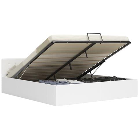 Giroletto Con Contenitore Idraulico Bianco Similpelle 160x200 Cm - Foto 1