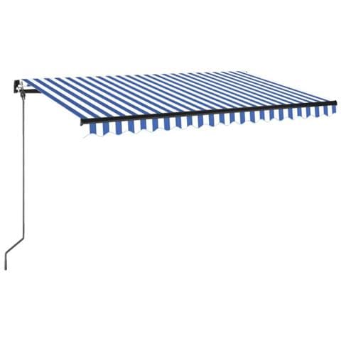 Tenda da Sole Retrattile Manuale con LED 400x350 cm Blu Bianco - Foto 1