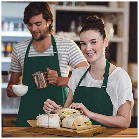 2 Confezioni Grembiule Da Cucina Impermeabile Regolabile Chef Grembiule Con Tasche Per La Casa Ristorante Artigianato Giardino Barbecue Scuola Coffee House Grembiule Uomo Donna - Foto 4