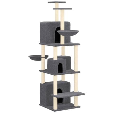 Albero Per Gatti Con Tiragraffi In Sisal Grigio Scuro 180 Cm - Foto 1