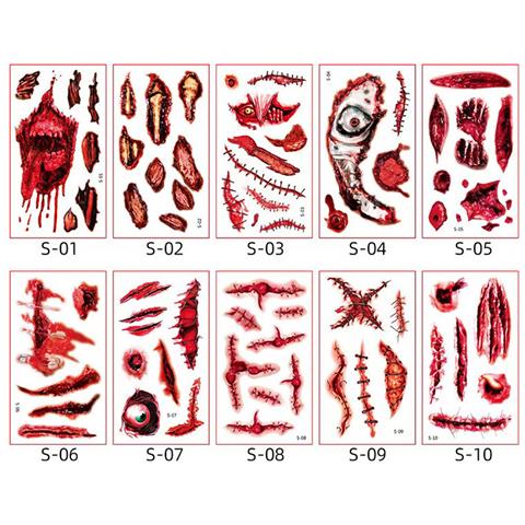 Tatuaggi Temporanei Per Halloween 10 Fogli Multicolor - Foto 1