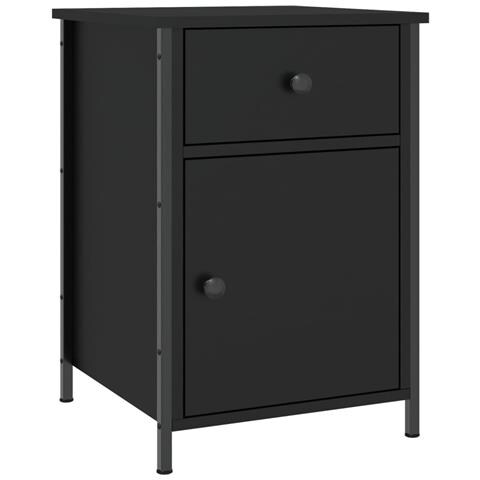 Comodino Nero 40x42x60 Cm In Legno Multistrato - Foto 1