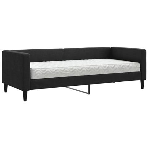 Divano Letto Con Materasso Nero 80x200 Cm In Tessuto - Foto 1