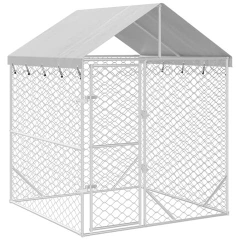 Cuccia Cani Da Esterno Tetto Argento 2x2x2,5 M Acciaio Zincato - Foto 1