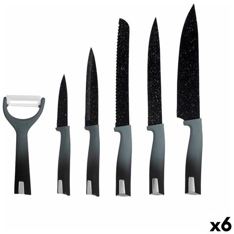 Set Di Coltelli Nero Acciaio Inossidabile Polipropilene (6 Unità) 6 Pezzi - Foto 1