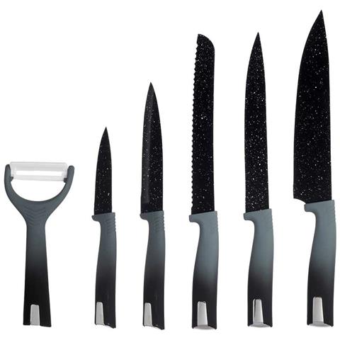 Set Di Coltelli Nero Acciaio Inossidabile Polipropilene (6 Unità) 6 Pezzi - Foto 4