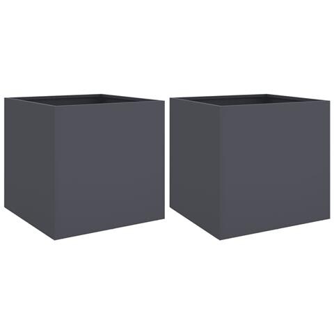 Fioriere 2 pz Antracite 42x40x39 cm in Acciaio - Foto 1