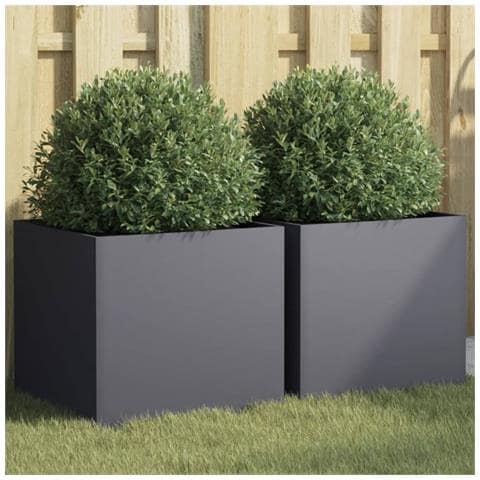 Fioriere 2 pz Antracite 42x40x39 cm in Acciaio - Foto 10