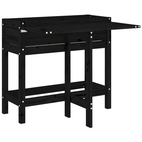 Fioriera Da Giardino Piano Pieghevole Nera Legno Massello Pino - Foto 2