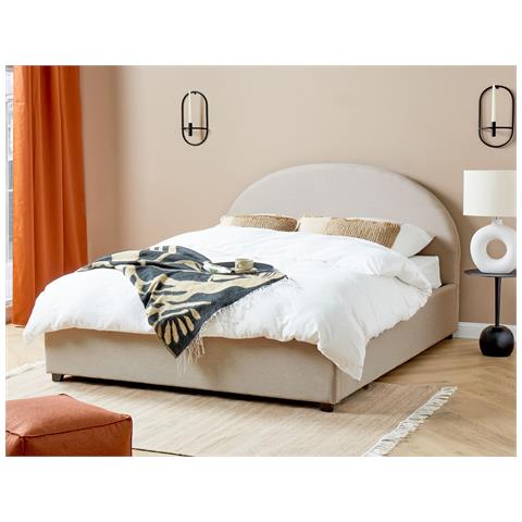 Letto Matrimoniale Contenitore Tessuto Beige Chiaro 160 X 200 Cm Vaucluse - Foto 1