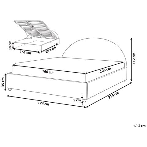 Letto Matrimoniale Contenitore Tessuto Beige Chiaro 160 X 200 Cm Vaucluse - Foto 8
