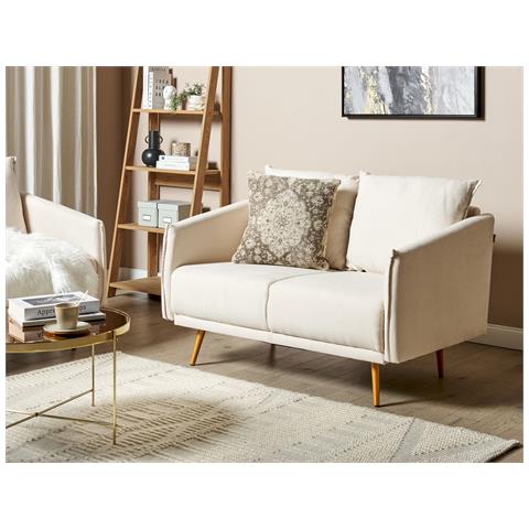 Divano 2 Posti Maura Tessuto Beige Chiaro - Foto 1