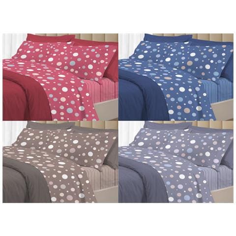 Completo Lenzuola Letto 100% Cotone Made Italy 3027 Disegno La Palla Singolo Tortora - Foto 2
