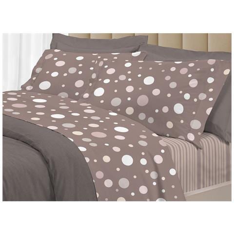 Completo Lenzuola Letto 100% Cotone Made Italy 3027 Disegno La Palla Singolo Tortora - Foto 1