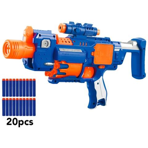 Pistola A Mitraglia Con Dardi In Gommapiuma - Modello Compressor, Blu - Foto 3