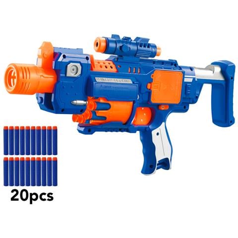 Pistola A Mitraglia Con Dardi In Gommapiuma  - Modello Compressor, Blu - Foto 1