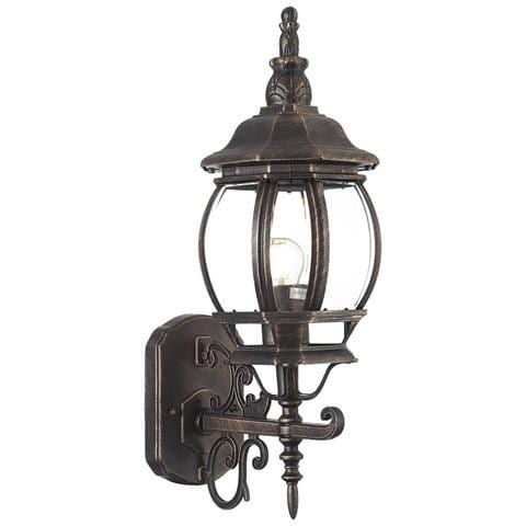 Lampione Vittoriano A Parete Lampada Applique Esterno Alluminio Color Ottone Anticato - Foto 1