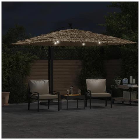 Ombrellone Giardino Led E Palo In Acciaio Marrone 290x290x238cm - Foto 3