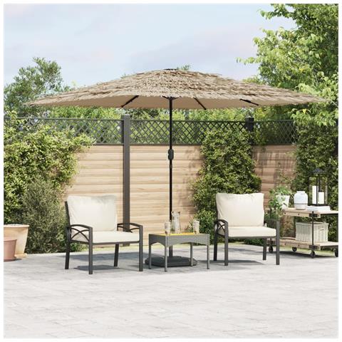Ombrellone Giardino Led E Palo In Acciaio Marrone 290x290x238cm - Foto 1