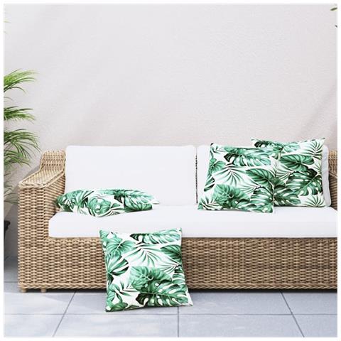 Cuscini Per Divano 4 Pz Motivo A Foglie 40x40 Cm In Tessuto - Foto 1