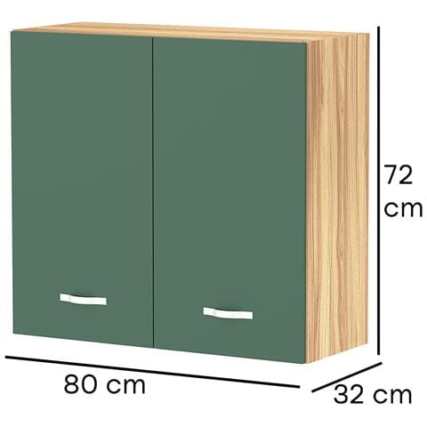 Pensile Da Cucina Scolapiatti Sistema Raccogli Gocce Mobile Colore Verde E Legno - Foto 2