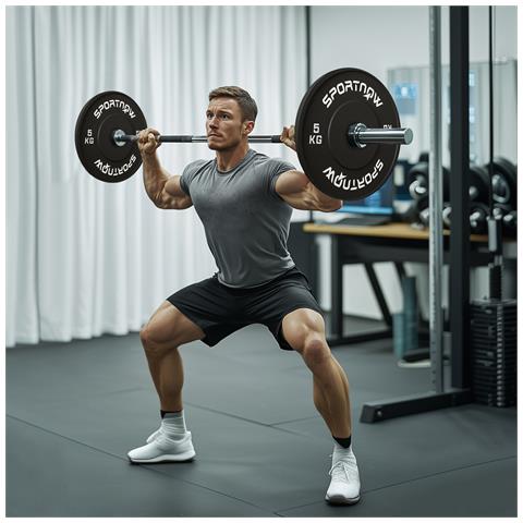 Set 2 Dischi Pesi da 5kg in Gomma con Foro da 2"" / 5 cm per Manubri e Bilancieri, Nero - Foto 2