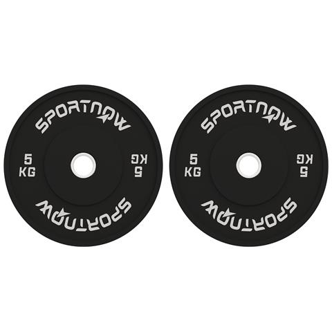 Set 2 Dischi Pesi da 5kg in Gomma con Foro da 2"" / 5 cm per Manubri e Bilancieri, Nero - Foto 1