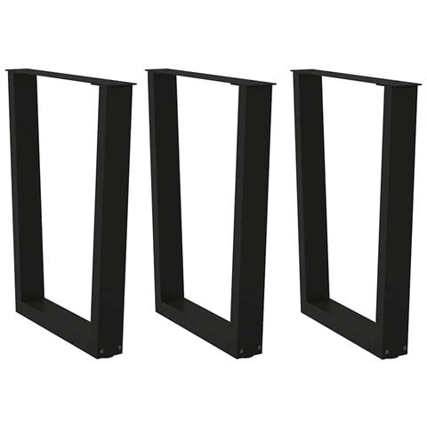Gambe Per Tavolo Da Pranzo A V 3 Pz Nero 70x(72-73,3)cm Acciaio - Foto 1