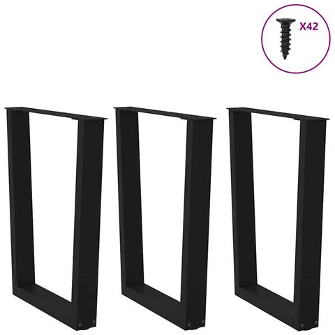 Gambe Per Tavolo Da Pranzo A V 3 Pz Nero 70x(72-73,3)cm Acciaio - Foto 3