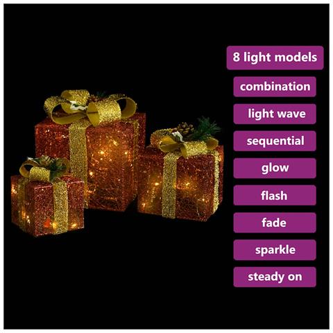 Scatole Regalo Decorative Natale 3pz Rosse Da Esterno Interni - Foto 2