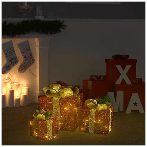 Scatole Regalo Decorative Natale 3pz Rosse Da Esterno Interni - Foto 8