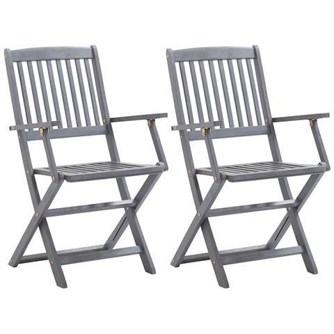 Lusso Casadino - Sedie Da Giardino Pieghevoli 2pz Con Cuscini In Massello Acacia - Foto 1