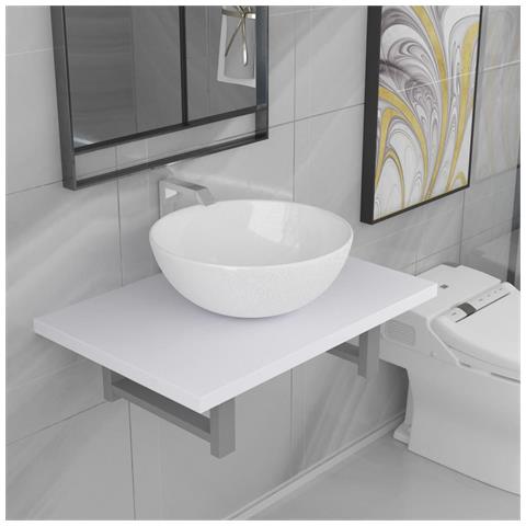 Set Mobili Da Bagno 2 Pz Ceramica Bianco - Foto 8