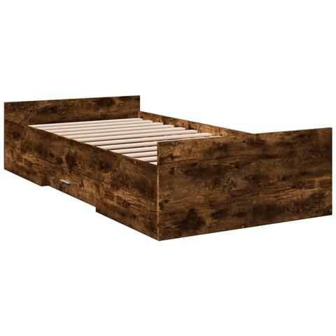 Giroletto Con Cassetti Rovere Fumo 100x200 Cm Legno Multistrato - Foto 2