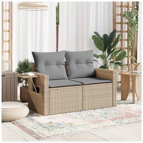 Lusso Casadino -  Divano Da Giardino Con Cuscini A 2 Posti Beige In Polyrattan - Foto 2