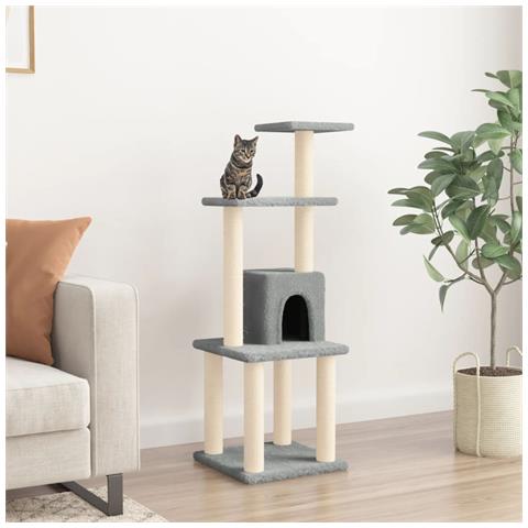 Lusso Casadino - Albero Per Gatti Con Tiragraffi In Sisal Grigio Chiaro 105 Cm - Foto 6