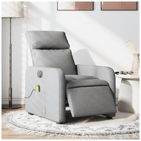 Poltrona Reclinabile Massaggio Elettrica Grigio Chiaro Tessuto - Foto 2